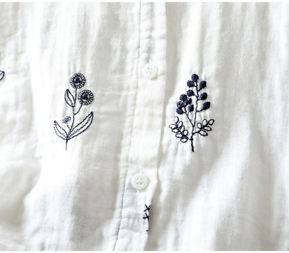 Pure Cotton Floral Embroidered shirt