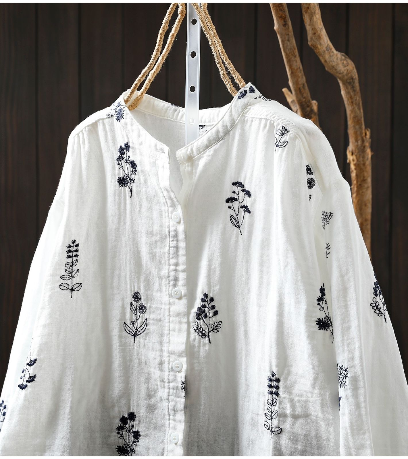 Pure Cotton Floral Embroidered shirt