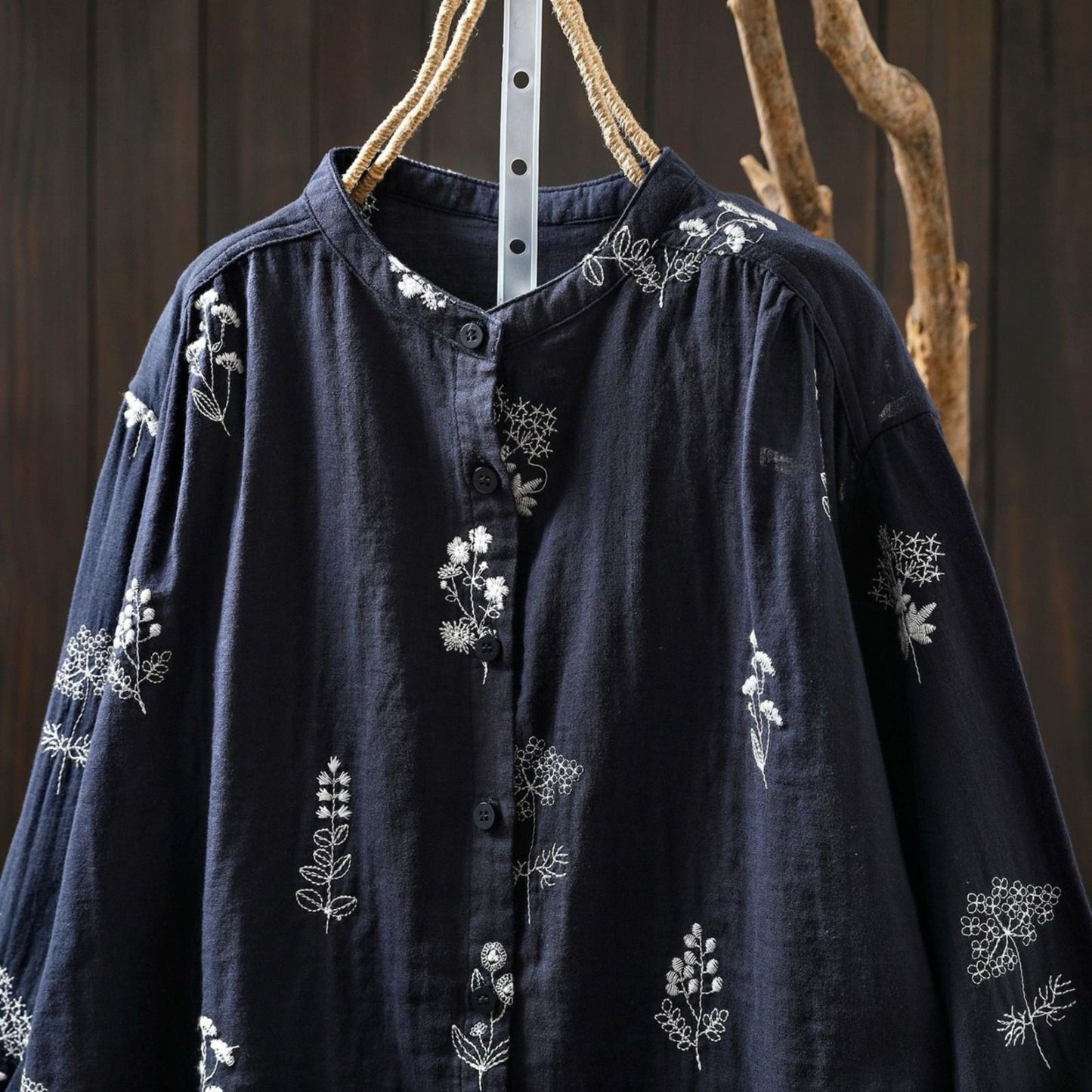 Pure Cotton Floral Embroidered shirt