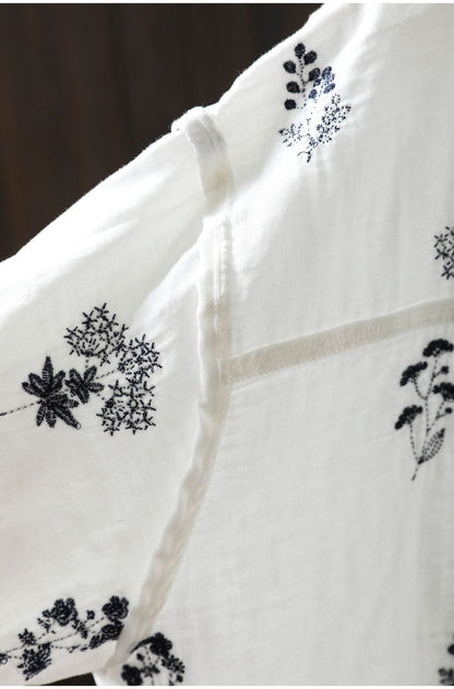 Pure Cotton Floral Embroidered shirt