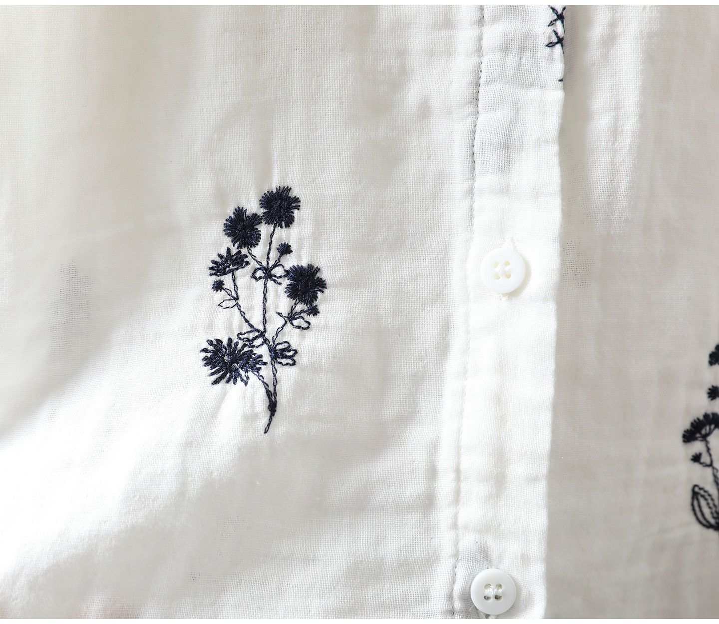 Pure Cotton Floral Embroidered shirt