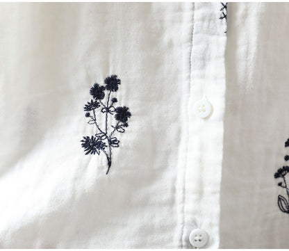 Pure Cotton Floral Embroidered shirt