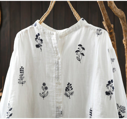 Pure Cotton Floral Embroidered shirt