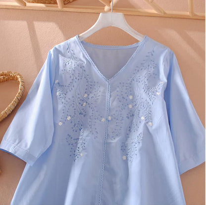 Premium Pure Cotton Embroidered Relaxed Fit Kaftan