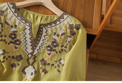 Women's Pure Cotton Floral Embroidered Top