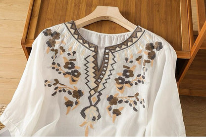Women's Pure Cotton Floral Embroidered Top
