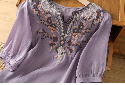Women's Pure Cotton Floral Embroidered Top