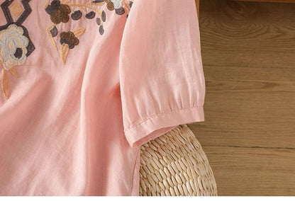 Women's Pure Cotton Floral Embroidered Top