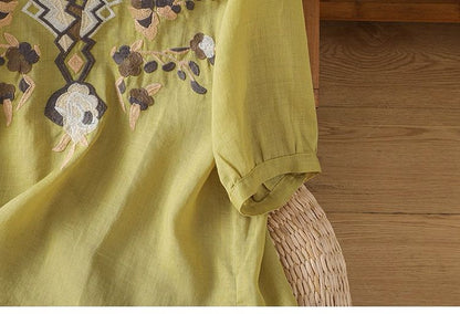 Women's Pure Cotton Floral Embroidered Top