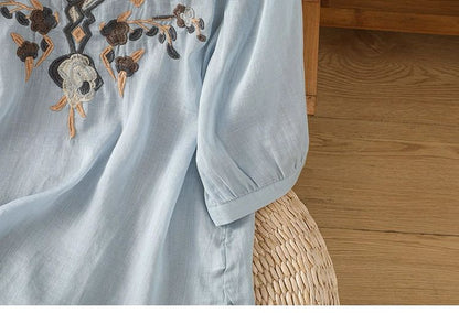Women's Pure Cotton Floral Embroidered Top