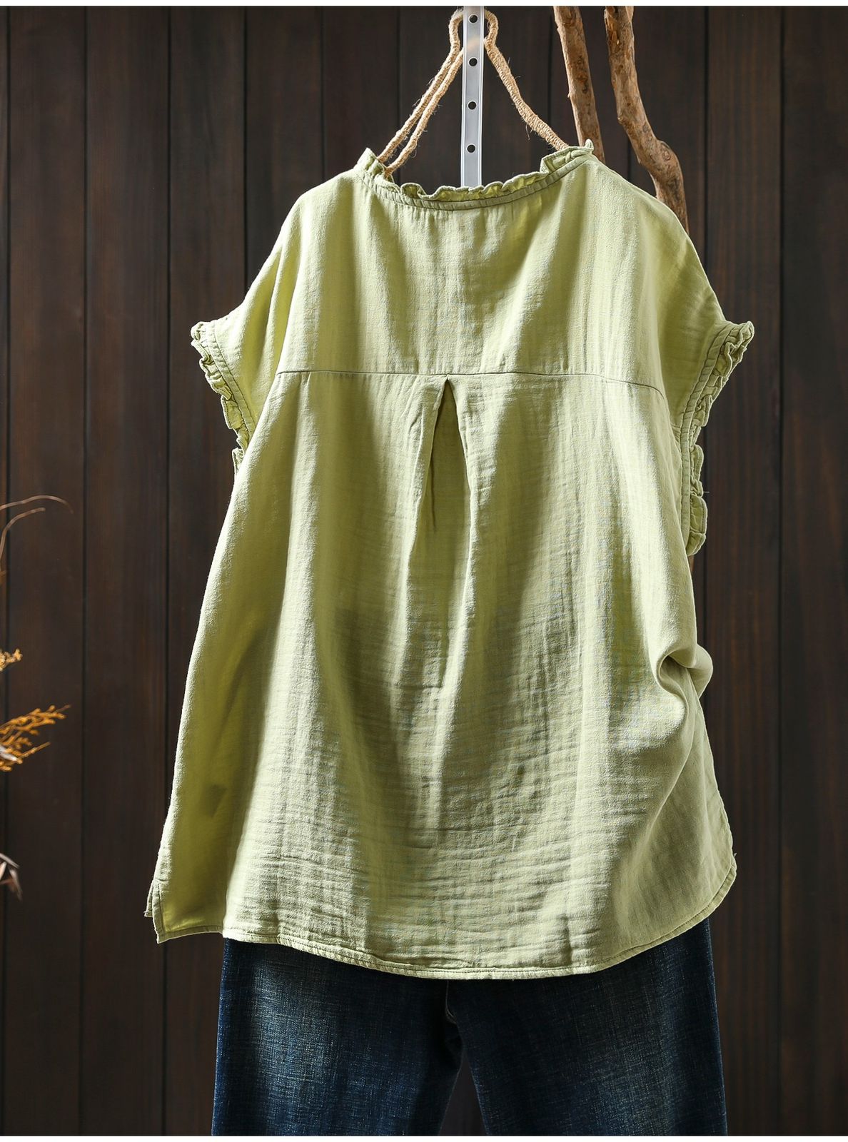 Pure Cotton Double Gauze Women Sleeveless Casual Wear Shirt