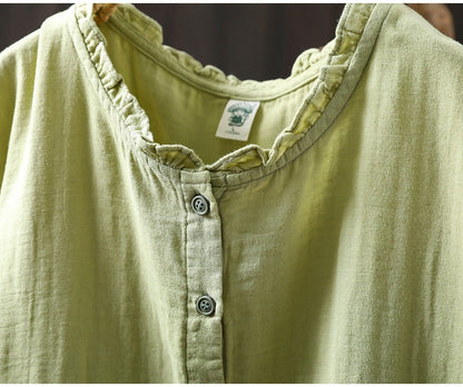 Pure Cotton Double Gauze Women Sleeveless Casual Wear Shirt