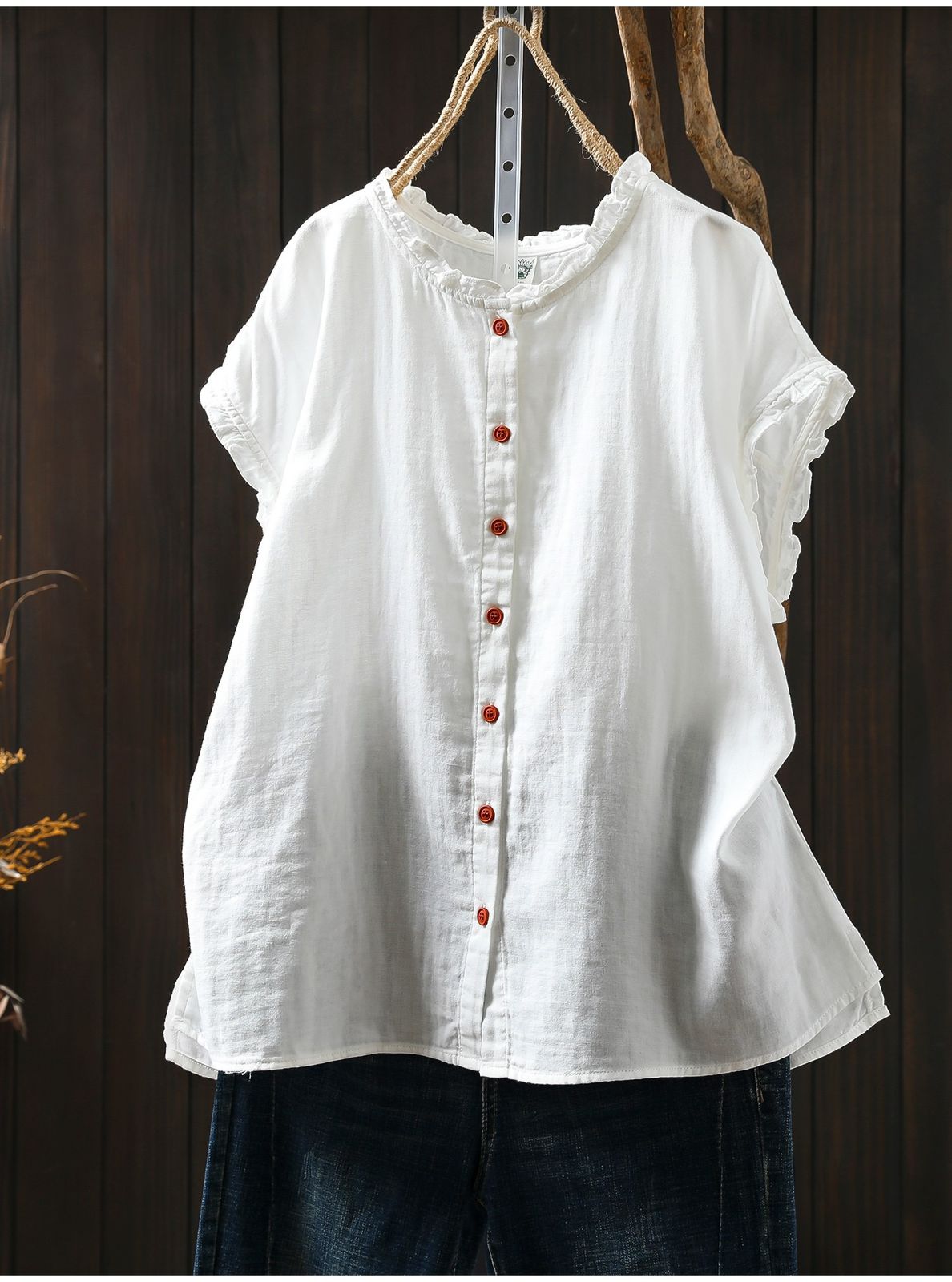 Pure Cotton Double Gauze Women Sleeveless Casual Wear Shirt