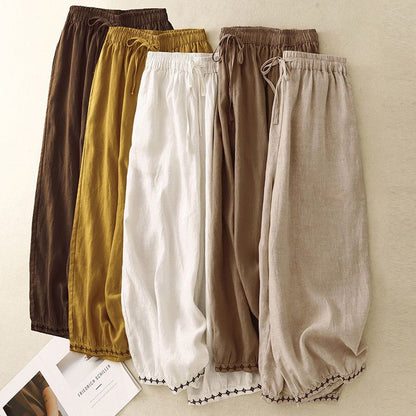 Pure Cotton Embroidered Harem Pants for Women