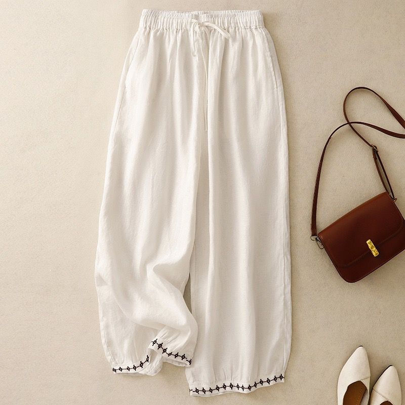 Pure Cotton Embroidered Harem Pants for Women