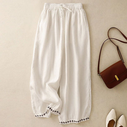 Pure Cotton Embroidered Harem Pants for Women