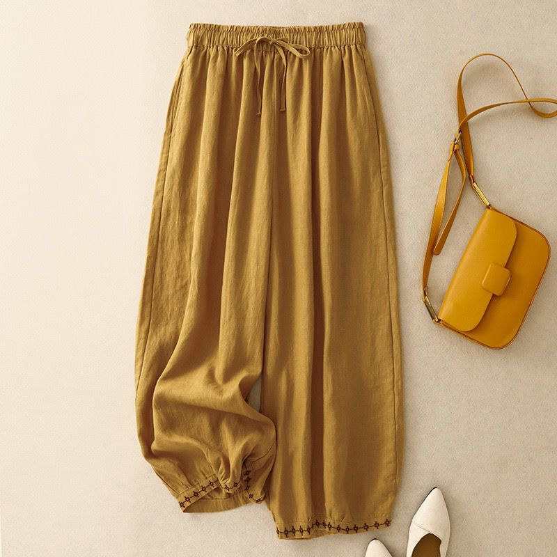 Pure Cotton Embroidered Harem Pants for Women