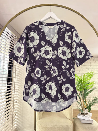 Pure Cotton Floral Printed Women's Casual Shirt