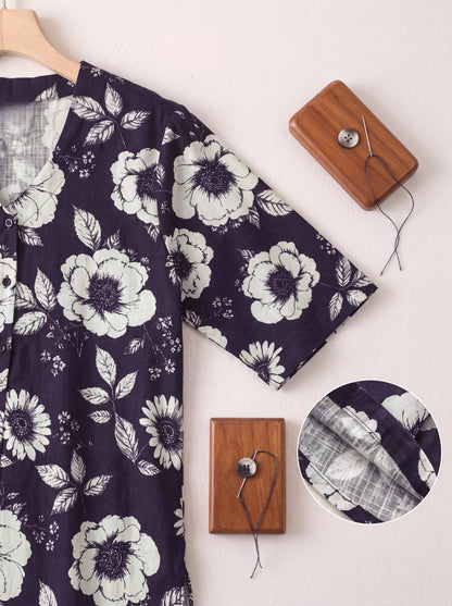 Pure Cotton Floral Printed Women's Casual Shirt