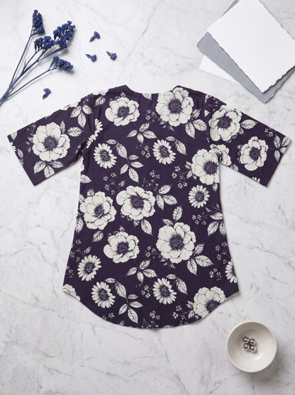 Pure Cotton Floral Printed Women's Casual Shirt