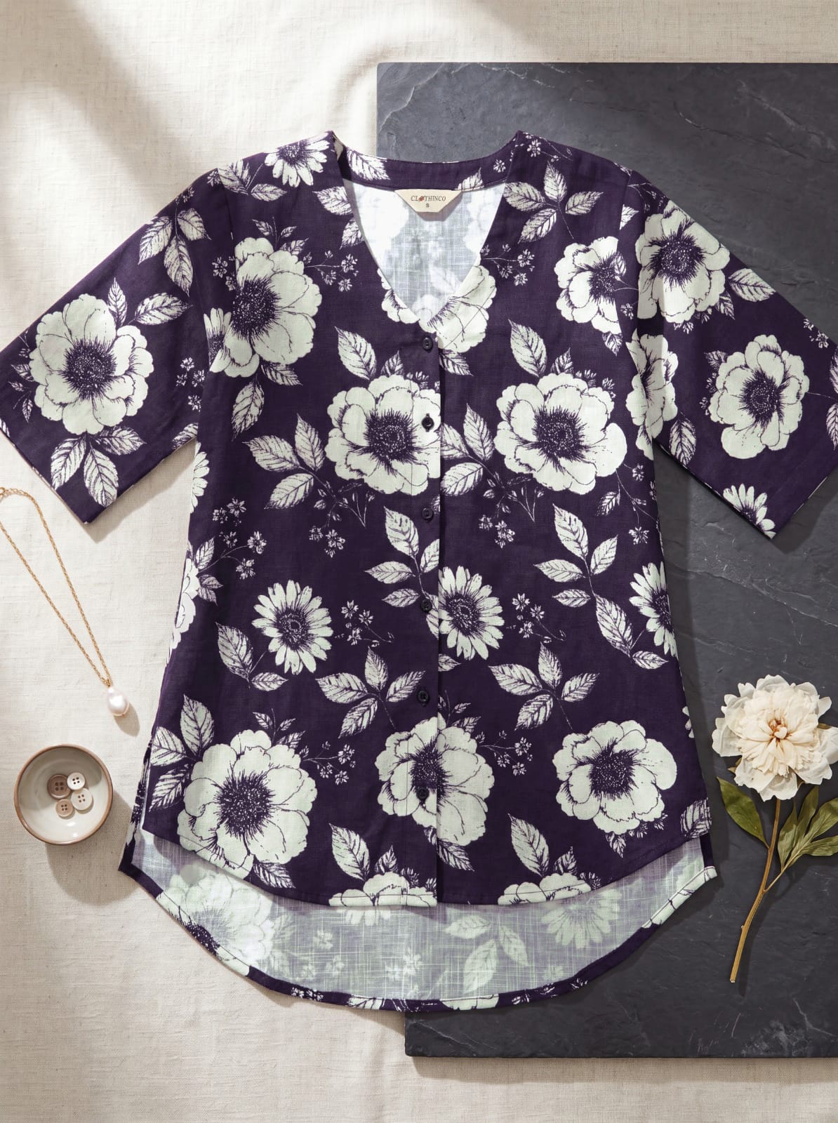 Pure Cotton Floral Printed Women's Casual Shirt