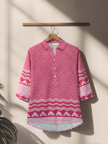 Pure Cotton Floral Printed Casual Wear Top