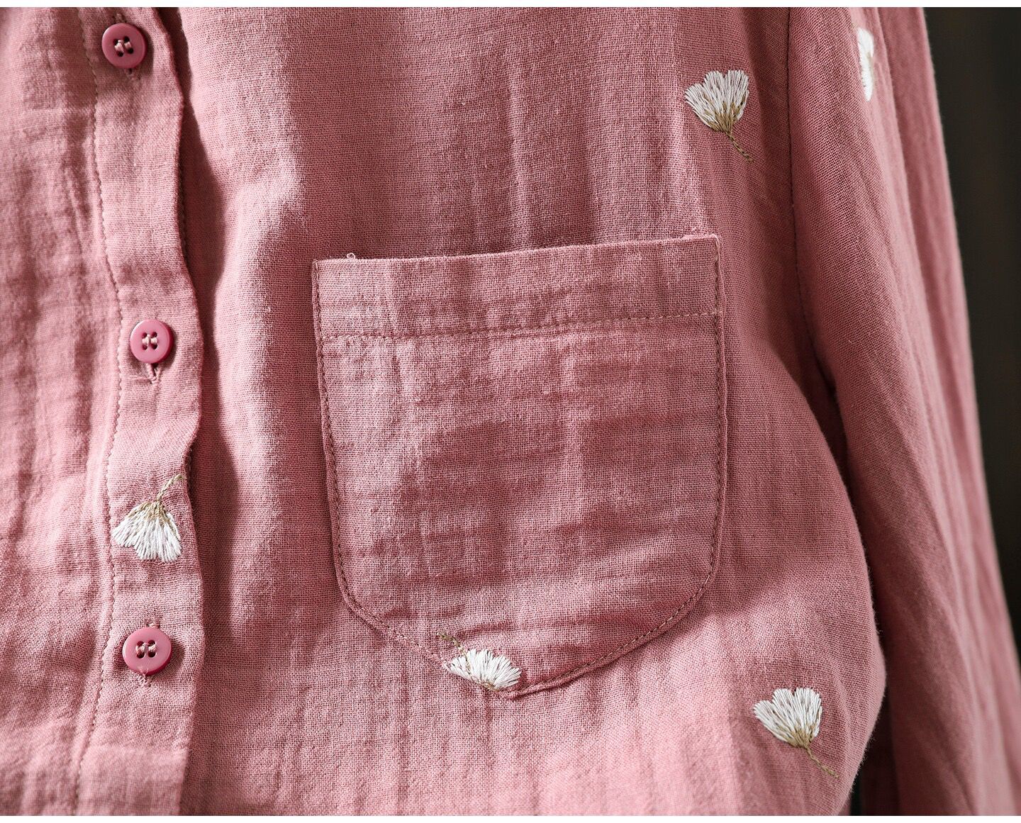 Pure Cotton Embroidered Oversized Shirt for Women