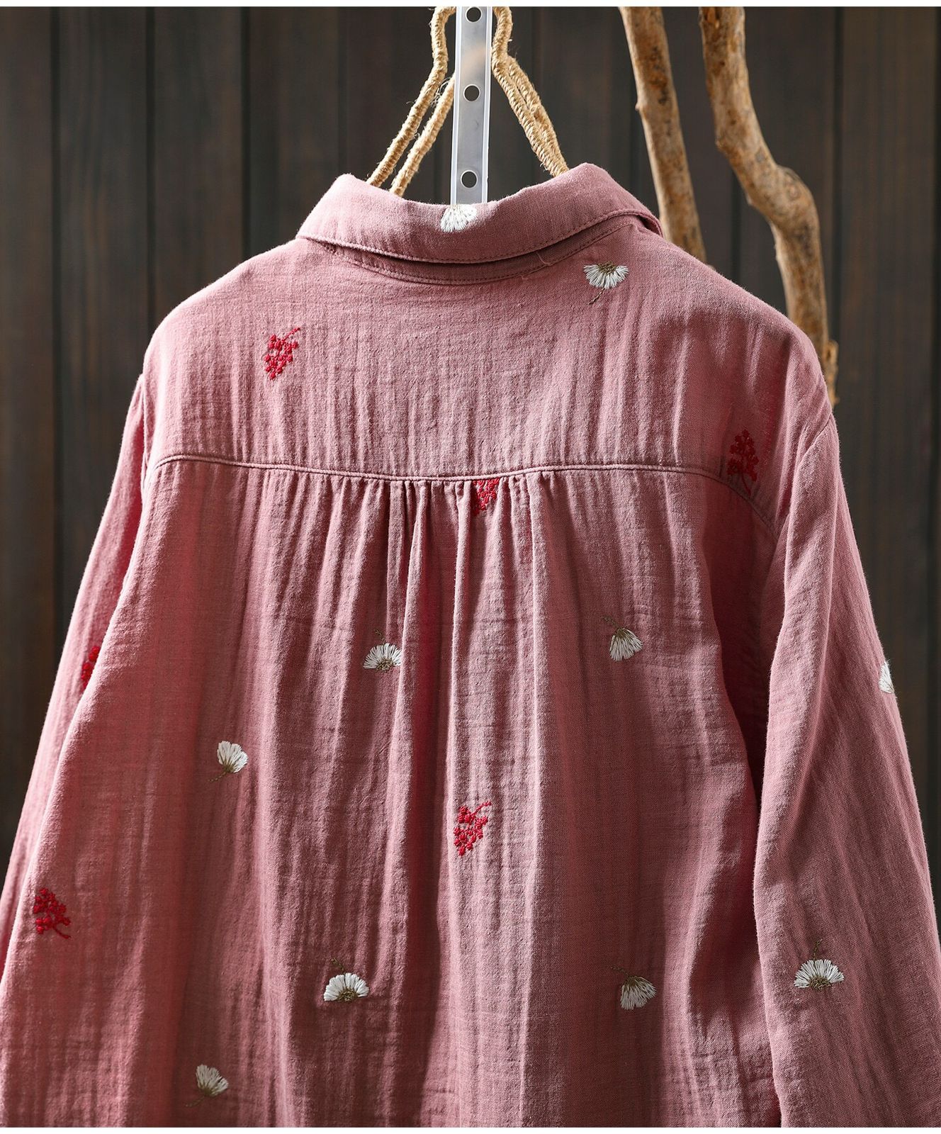 Pure Cotton Embroidered Oversized Shirt for Women