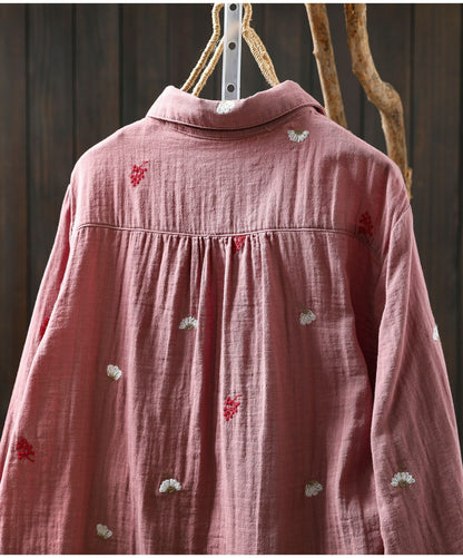 Pure Cotton Embroidered Oversized Shirt for Women