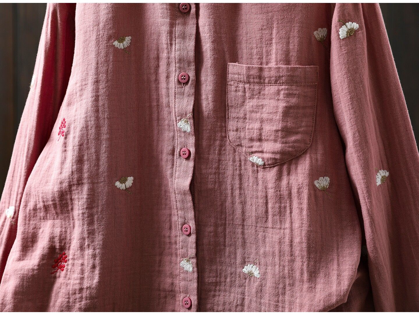 Pure Cotton Embroidered Oversized Shirt for Women