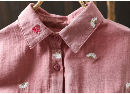 Pure Cotton Embroidered Oversized Shirt for Women