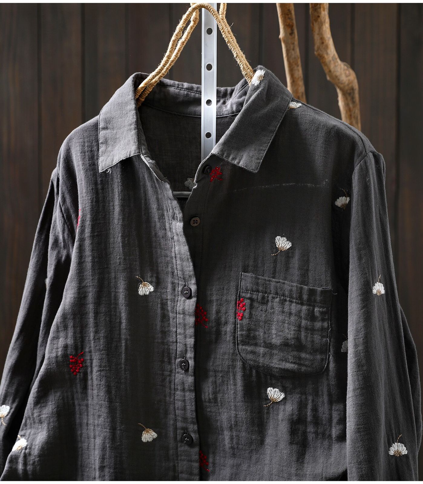 Pure Cotton Embroidered Oversized Shirt for Women