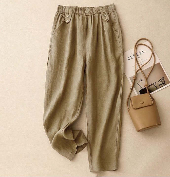 Pure Viscose Linen Women's Relaxed Comfort Pants