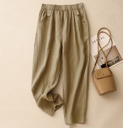 Pure Viscose Linen Women's Relaxed Comfort Pants
