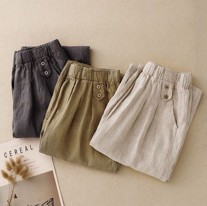 Pure Viscose Linen Women's Relaxed Comfort Pants