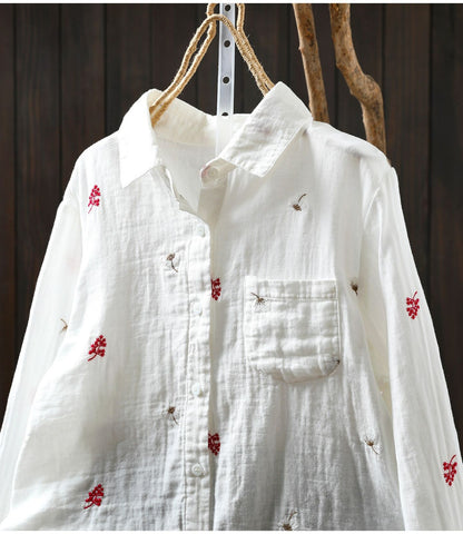 Pure Cotton Embroidered Oversized Shirt for Women