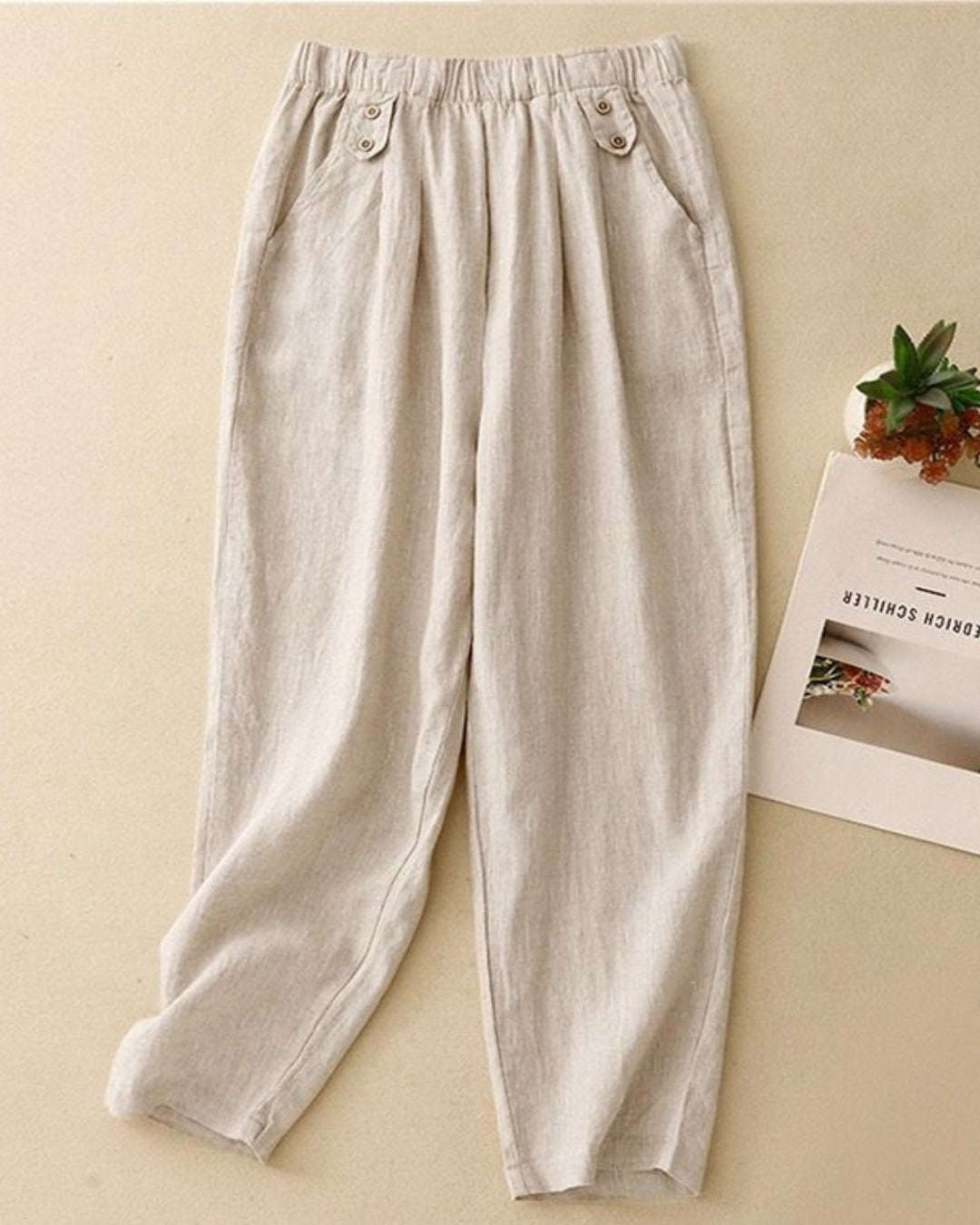 Pure Viscose Linen Women's Relaxed Comfort Pants